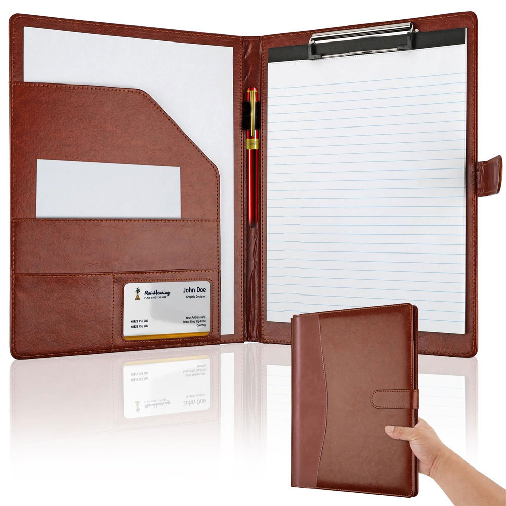 Leather Work Folder - Wielofunkcyjny skórzany segregator z okładką na